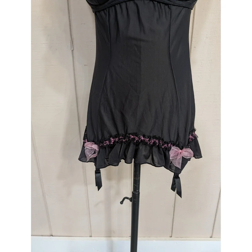 Victoria's Secret Sexy Little Things Black Garter Slip Chemise 34C Y2K Coquette